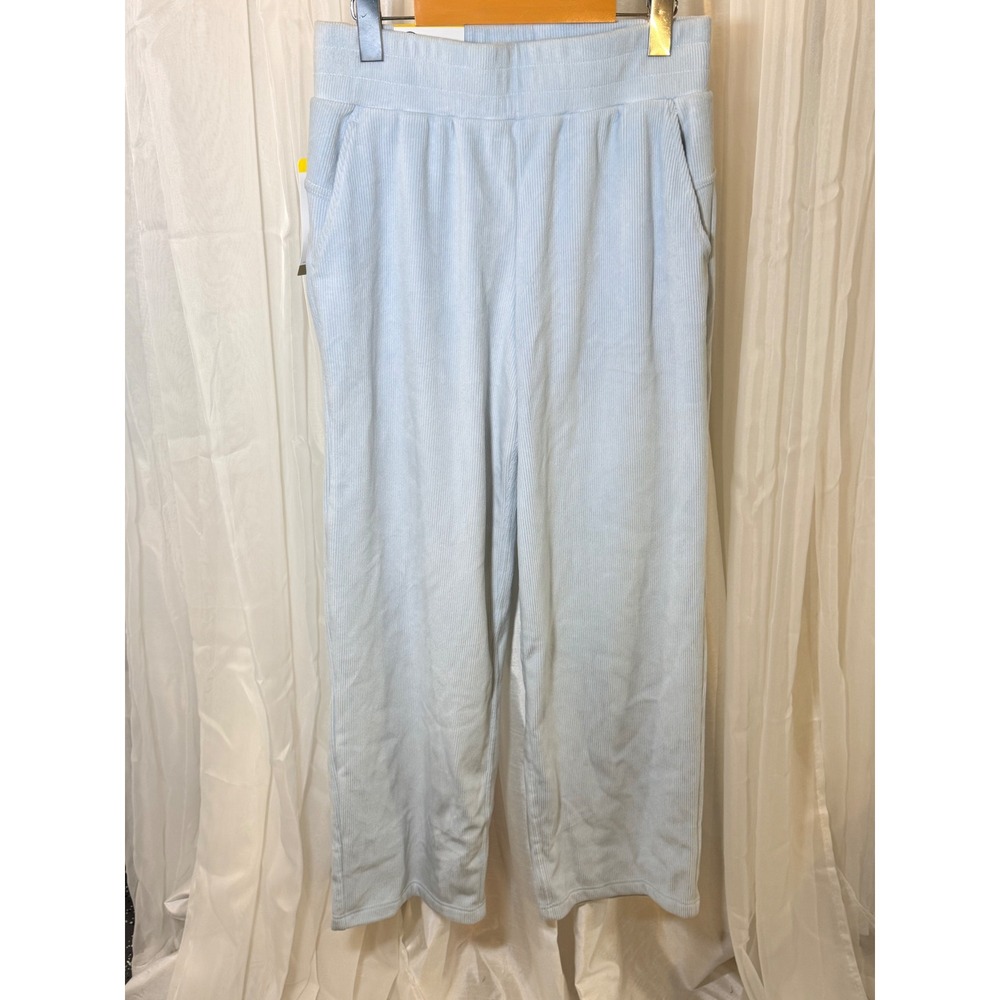 Mondetta Corduroy Pant Womens Small Blue Wide Leg Ribbed Elastic Waist 1922938